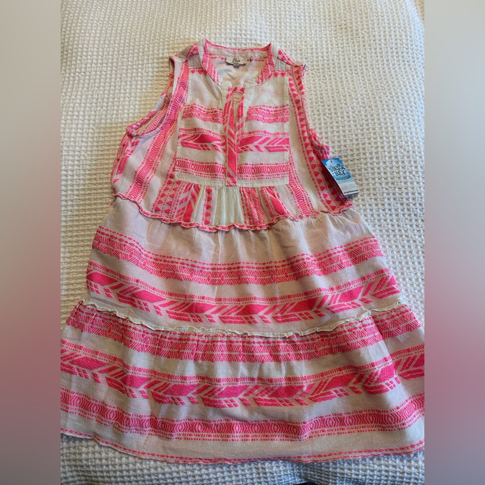 Pink and White Dress - Summer resort wear or swim  coverup